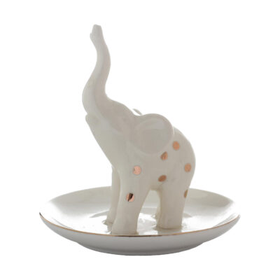 Joyero Decorativo Elefante Plato Blanco