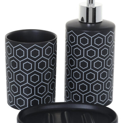 Set Baño Decorativo Kansas Negro 3 Piezas