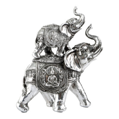 Figura Decorativa Elefantes Jaipur Doble