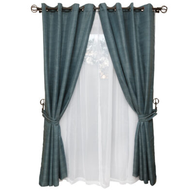 Set Cortinas Argolla 8 Piezas Gris -  - Hogar