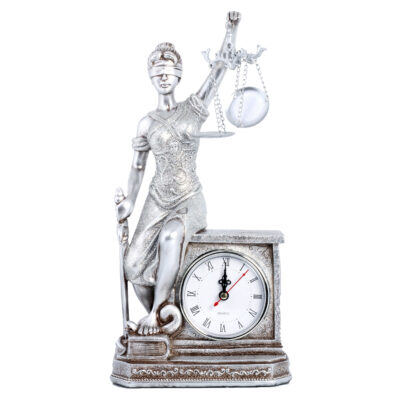 Reloj de Mesa Decorativo Dama Justicia Platino