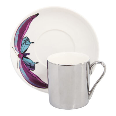 Taza Café con Plato Reflejo Morado 2 Piezas