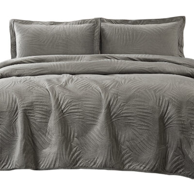 Quilt Liso Velvet Ibiza Gris 2 Plazas