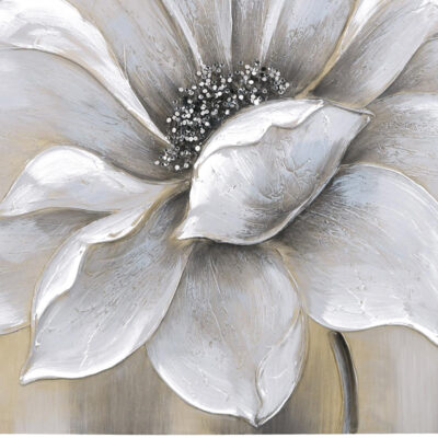 Cuadro Decorativo Flor Gris 80 x 80