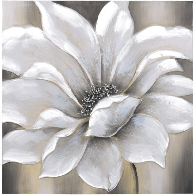 Cuadro Decorativo Flor Gris 80 x 80