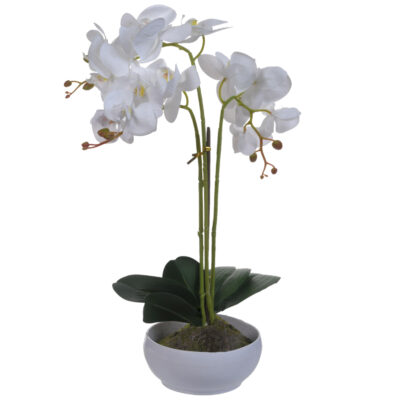 Planta Artificial Orquidea Plus 52 Cms Maceta Blanca