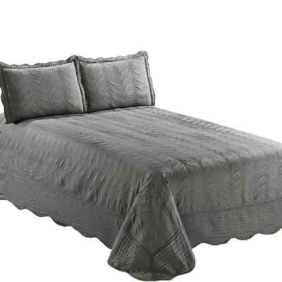 Quilt Bordado 1,5 Plazas Versailles Gris