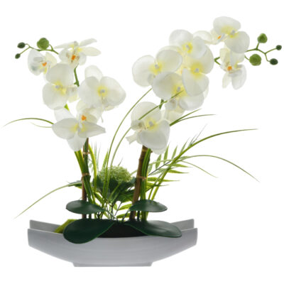 Planta Decorativa Artificial Orquidea Doble Canoa