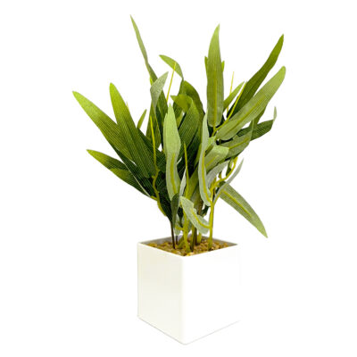 Planta Artificial Bamboo en Maceta Blanca 29 Cm de Alto